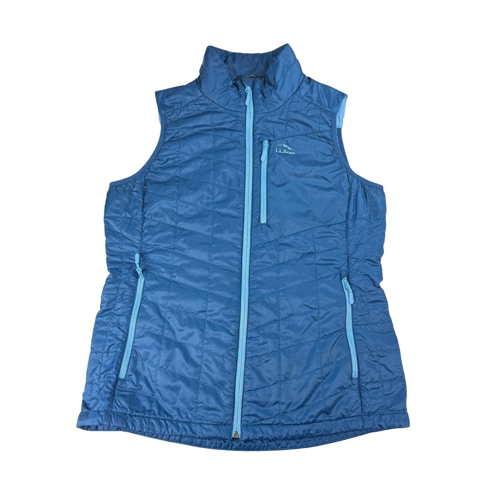L.L.Bean Womens Medium PrimaLoft Packaway Puffer Vest Blue Quilted Jacket‎